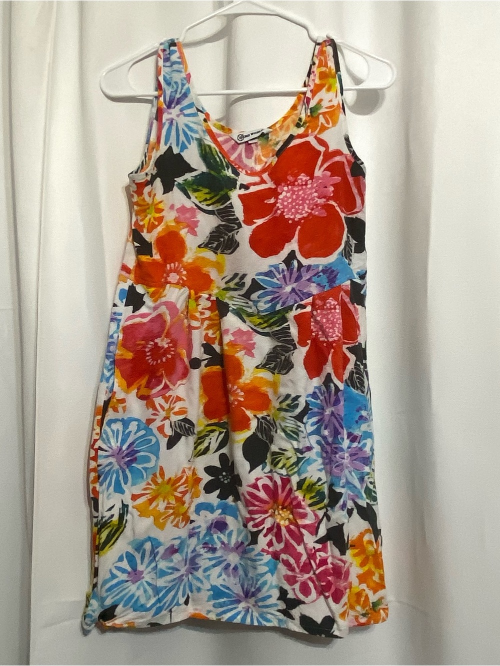 VTG Jams World Dress Womens XS Multicolor Floral Tropical Tank Sundress Pockets